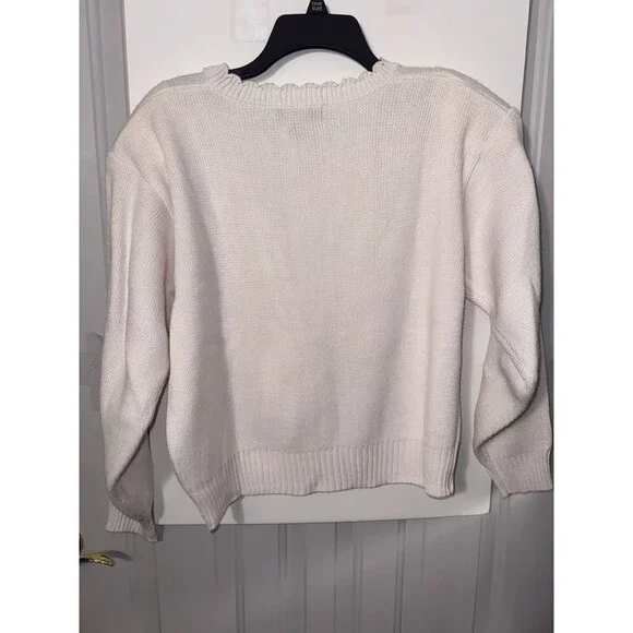 Vintage Bryn Connelly Cardigan Small Cream Gold Button 90s Preppy - Picture 9 of 12